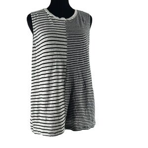 Rails The Split Tank 100% linen striped black & white light weight sz sm